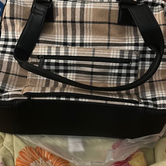 NWT BEIS Mini Weekender Travel Bag in Plaid - Picture 11 of 11